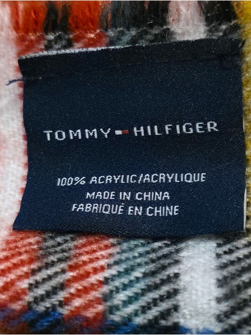 4/$25 Deal! Tommy Hilfiger Plaid Fringe Scarf in Red, Blue, Yellow, Black, White - Picture 2 of 7